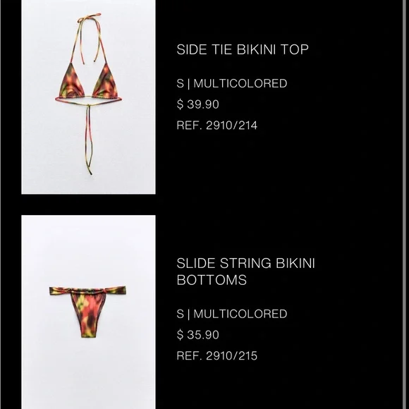 Zara Multicoloured Bikini Set - Size Small - Picture 4 of 5